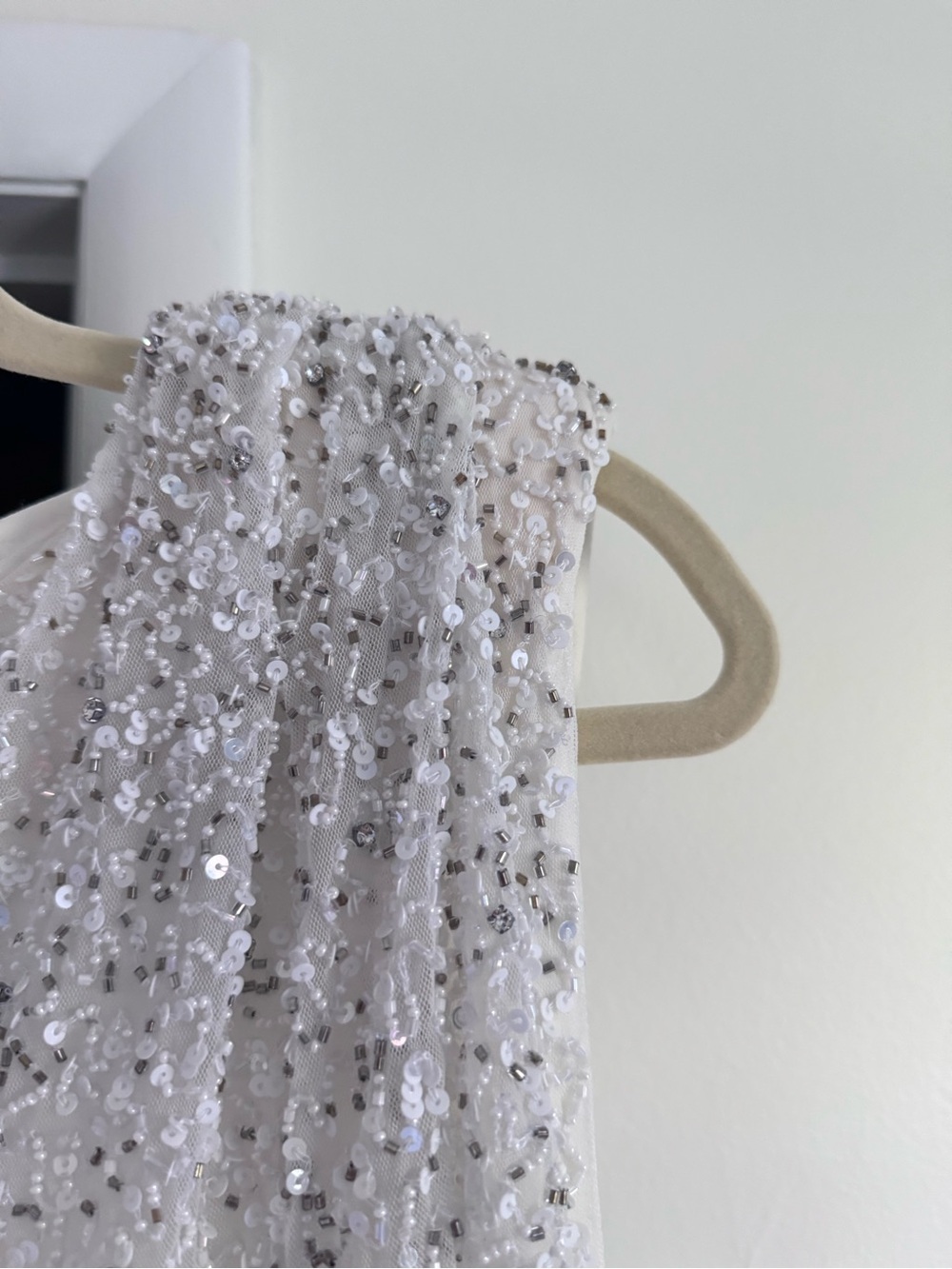 Retrofete Carnegie Sequin white silver beaded dress size small NWT - Picture 11 of 14